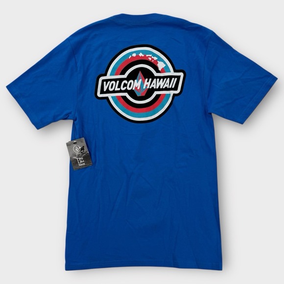 Volcom Hawaii T-Shirt Mens Small Blue Circle Logo Graphic Surf Skate NWT - Picture 2 of 7